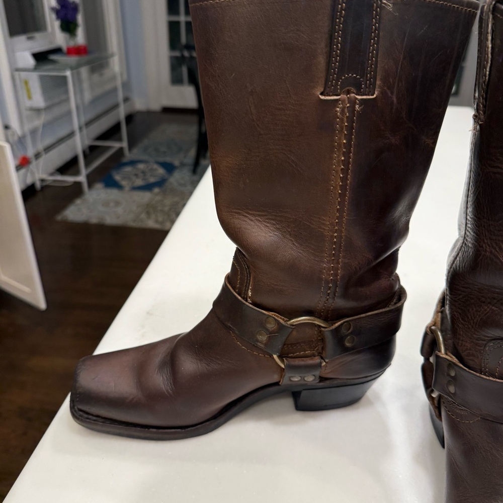 Frye Brown Leather Combat Boots - Picture 9 of 13